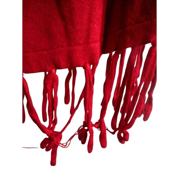 Red Knit Sweater fringe edge rayon blend Sz 2x Notations Woman - Picture 9 of 9